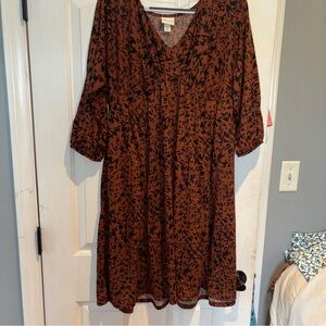 Ava & Viv Black and Brown Long Sleeve Dress
